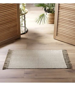 Discount Douceur D'Intérieur Tapis Rectangle (50 x 80 cm) Pietro, Coton & Polyester Tissé - 50x80cm - Beige
