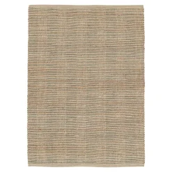 Hot GoodHome Tapis rectangle intérieur Melua coton et toile de jute beige tissage vert L.120 x l.170 cm
