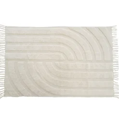 New Tapis rectangle rétro 100% coton écru L.100 x l.150 cm