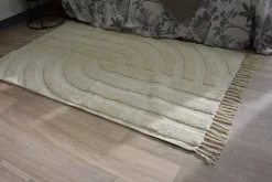 New Tapis rectangle rétro 100% coton écru L.100 x l.150 cm