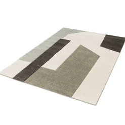 Outlet Balta Tapis rectangulaire Luna formes géométriques vert et blanc L.230 x l.160 cm