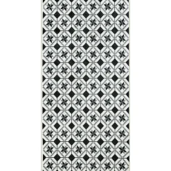 Dylrev Tapis Rectangulaire motifs Carreaux de Ciment, 50x100cm, Noir et Blanc,* Tapis Pour Cuisine