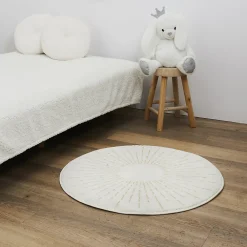 Home Deco Kids Tapis Rond - - Soleil - Lurex - Crème - 80 Cm*Enfant Tapis Pour Chambre D'Enfant
