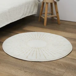 Home Deco Kids Tapis Rond - - Soleil - Lurex - Crème - 80 Cm*Enfant Tapis Pour Chambre D'Enfant
