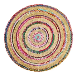 New Ornami Tapis rond coloré Chindi en jute et coton Ø120cm