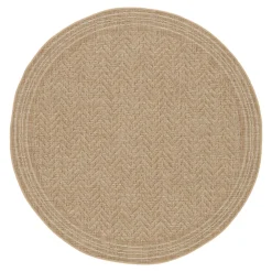 GoodHome Tapis rond effet tissé Boyoz tissage à plat L.80 x L.80cm naturel* Tapis Jute Et Naturel|Tapis Pour Chambre