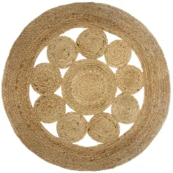 Hot Jja Tapis rond en jute ajouré Esra Ø80 cm