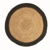 Deko & Co Tapis rond en toile de jute beige et noir ⌀120cm Deco&co* Tapis Jute Et Naturel