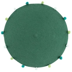 Hot Paris Prix Tapis Rond Enfant "Pompomparty" 90cm Vert