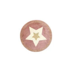 Importdistrib Tapis Rond Enfant "étoile Métallisée" 80cm Rose