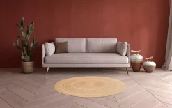 GoodHome Tapis rond Melua en jute tissé Ø130cm* Tapis Pour Chambre|Tapis Intérieur