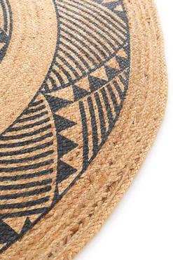 Balta Tapis rond Tonga en jute et motifs noirs Ø120 cm