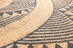 Balta Tapis rond Tonga en jute et motifs noirs Ø120 cm