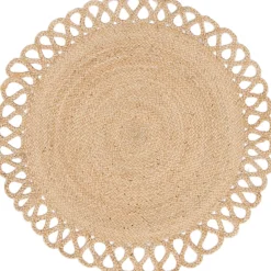 Balta Tapis rond Trecia blanc et jute Ø120 cm* Tapis Intérieur|Tapis Jute Et Naturel