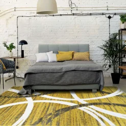 Best The Deco Factory Tapis salon effet laineux motifs arches jaune gris 160x230