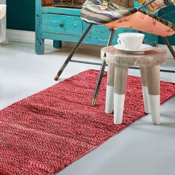The Deco Factory Tapis salon en cuir tressé burgundy 60x120* Tapis Pour Chambre