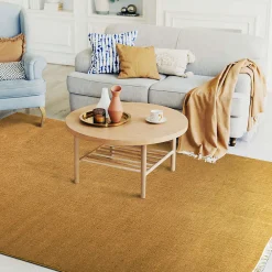 Discount The Deco Factory Tapis salon en jute coton avec franges ocre 120x170