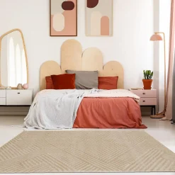Unamourdetapis Tapis salon et chambre tissé motif géométrique CEROTEO, beige* Tapis Pour Chambre