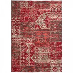 Unamourdetapis Tapis salon et chambre tissé motif ethnique LYN1 PATWORK, rouge* Tapis Persan Et Berbère|Tapis Pour Chambre