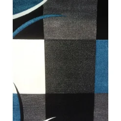 Unamourdetapis Tapis salon et chambre tissé motif damier LYN8 COMMA, Gris, bleu, noir* Tapis Pour Salon