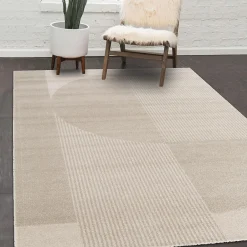 Unamourdetapis Tapis salon et chambre tissé motif géométrique CONTUNI, beige, marron