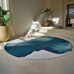 Novatrend Tapis salon et chambre tissé plat BLUE MIRAGE Diam 140 cm* Tapis Pour Chambre
