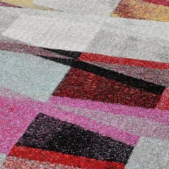 Clearance Unamourdetapis Tapis salon et chambre tissé motif ethnique ELYZA, rouge, vert, violet, bleu, écru