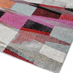 Clearance Unamourdetapis Tapis salon et chambre tissé motif ethnique ELYZA, rouge, vert, violet, bleu, écru