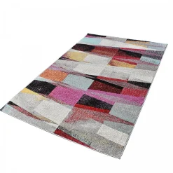 Clearance Unamourdetapis Tapis salon et chambre tissé motif ethnique ELYZA, rouge, vert, violet, bleu, écru