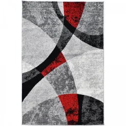 Unamourdetapis Tapis salon et chambre tissé motif géométrique RADULE, rouge, gris, noir, écru* Tapis Intérieur|Tapis Pour Salon