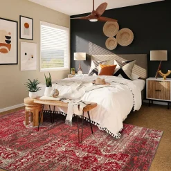 Unamourdetapis Tapis salon et chambre tissé motif ethnique LYN1 PATWORK, rouge* Tapis Persan Et Berbère