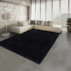 Sale Unamourdetapis Tapis salon et chambre tissé motif uni SOULA, anthracite