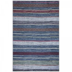 Unamourdetapis Tapis salon et chambre tissé motif ethnique NOBASTA, bleu, rouge, orange, vert