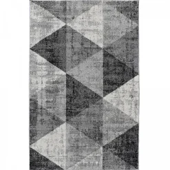 Clearance Unamourdetapis Tapis salon et chambre tissé motif géométrique SOLTAM, gris, écru