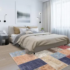 Unamourdetapis Tapis salon et chambre tissé motif géométrique VIVACE 9, beige, bleu, rose* Tapis Pour Salon