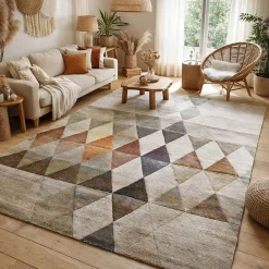 Unamourdetapis Tapis salon et chambre tissé motif géométrique LYN8 BELO 19, beige* Tapis Intérieur