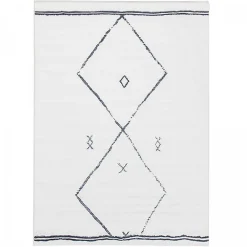 Unamourdetapis Tapis salon et chambre tissé motif berbère FLONTA 1, écru, bleu