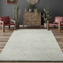The Carpet Tapis salon poils longs nordique - Crème - 200 x 290 cm - Bahar Shaggy* Tapis Pour Salon
