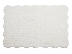 Vente-unique Tapis shaggy à poils longs bords ondulés - 160 x 230 cm - Blanc - NERIDA