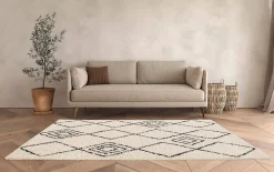 Best GoodHome Tapis Shaggy Coltrane motif Berbère L. 160 x l. 230 x ep. 3 cm beige