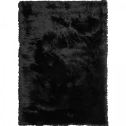 Unamourdetapis Tapis shaggy fait main motif uni SG FIN, noir* Tapis Uni