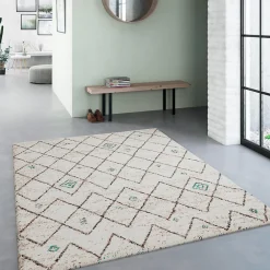 Unamourdetapis Tapis shaggy tissé motif berbère AMORE 2, écru, bleu* Tapis Intérieur|Tapis Persan Et Berbère