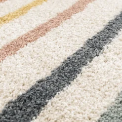Best Unamourdetapis Tapis shaggy tissé motif géométrique AURORA 4, bleu, beige, jaune