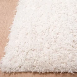 Clearance Unamourdetapis Tapis shaggy tissé motif uni LYN4 UNILA, crème