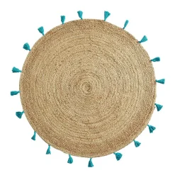 Douceur D'Intérieur Tapis Shira - tapis rond à pompons - - Tapis* Tapis Jute Et Naturel