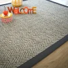 Best Décoweb Tapis tissé plat - Java Chevron silver - Ganse coton noir - 120 x 170 cm
