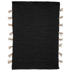 Atmosphera Créateur D'Intérieur Tapis Tula en coton avec pompon en jute 60x90cm- Noir- Atmosphera* Tapis Pour Chambre