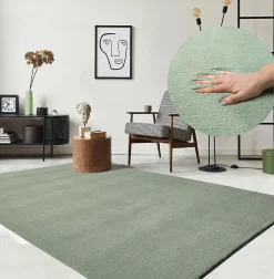The Carpet Tapis uni antidérapant lavable Vert - 200 x 280 cm - RELAX* Tapis Intérieur|Tapis Pour Salon