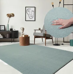 The Carpet Tapis uni antidérapant lavable Bleu - 120 x 160 cm - RELAX