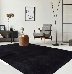 The Carpet Tapis uni antidérapant lavable Noir - 200 x 280 cm - RELAX* Tapis Pour Salon